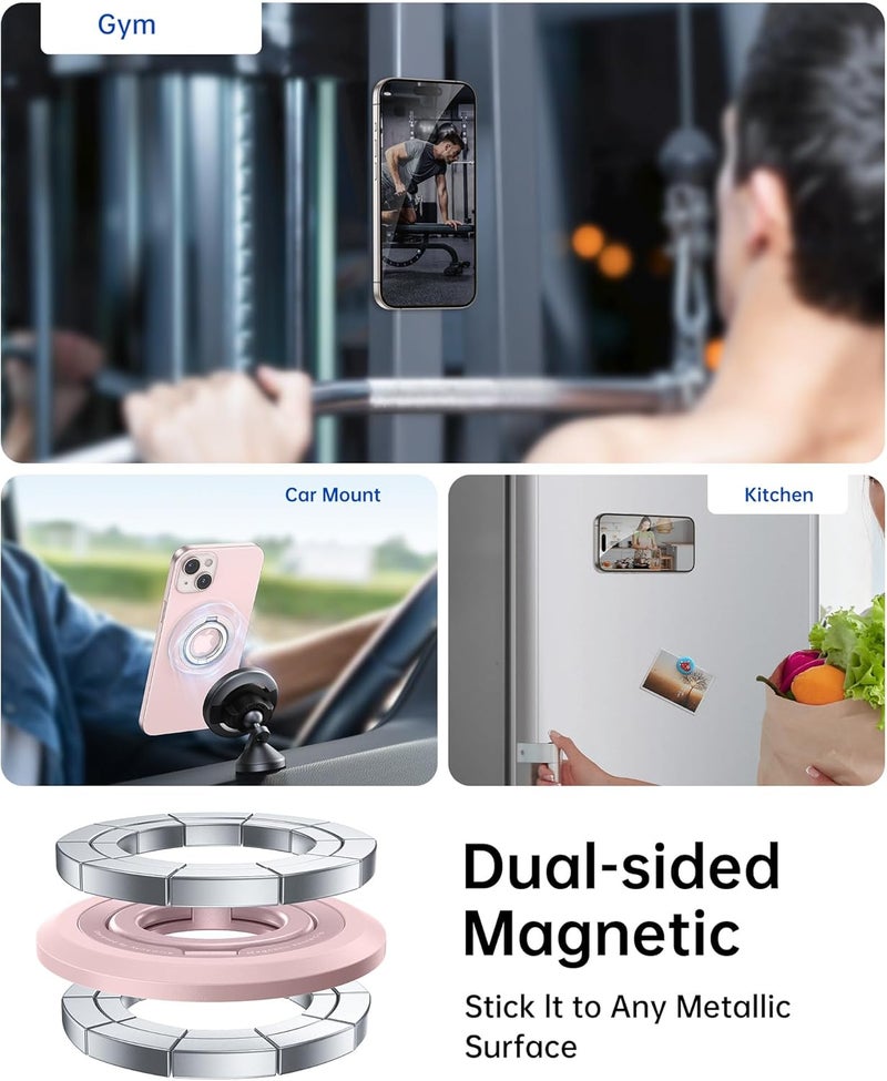 Syncwire for MagSafe Ring Phone Holder, 360° Rotation Magnetic Cell Phone Grip Dual-Sided Magnets Phone Ring Kickstand Compatible with iPhone 17 16 15 14 13 12 Pro Max MagSafe, Android, Samsung etc. - Image 4